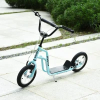 HOMCOM Stunt Scooter, Kids Scooter, 12'' Rubber Tyre Kick Scooter with Adjustable Handlebar, Dual Brakes, Blue(m-2)