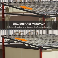 Outsunny Gartenpergola versenkbare Gartenpergola, wetterbeständog, inkl Befestigungsmaterial, Beige(m-4)