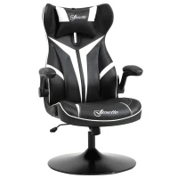 Vinsetto Gaming Stuhl ergonomischer Computerstuhl mit Wippfunktion Drehstuhl höhenverstellbar Stahl Schwarz+Weiß 67 x 70 x 106-112 cm(m-10)