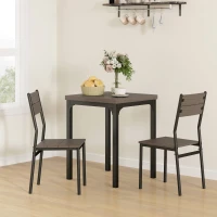 HOMCOM Three-Piece Minimal and Compact Dining Set, Grey Wood Grain(m-2)