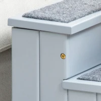 PawHut 3 Step Wooden Dog Steps Pet Stairs for Dogs, Cat Ladder for Bed Couch with Storage Grey(m-9)