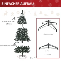 HOMCOM Künstlicher Weihnachtsbaum 1,8 m Christbaum Schnee getaucht Design Tannenbaum 603 Äste flammhemmend PVC Dunkelgrün Ø90 x 180 cm(m-6)