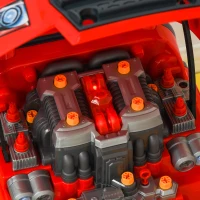 HOMCOM Officina Camion Giocattolo con Motore e 61 Accessori per Bambini 3-5 Anni, Ruote e Maniglia, 40x39x47cm, Rosso(m-8)