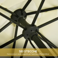 Outsunny Ombrellone da Giardino 2.7x2.5 m, in Poliestere e Metallo con Tettuccio Inclinabile, Beige Nero(m-7)