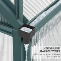 Outsunny 6 x 10ft Polycarbonate Greenhouse, Large Walk-In Green House with Slide Door and Window, Garden Plants Grow House with Aluminium Frame and Foundation, Dark Green(m-7)