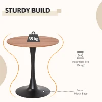 HOMCOM Modern Round Dining Table Leisure Coffee Bistro Table with Metal Base for Kitchen & Dining Room Brown(m-6)