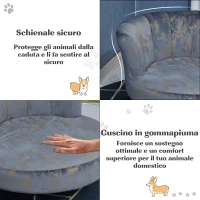 PawHut Divano per Cani di Piccola Taglia e Gatti con Rivestimento in Velluto Blu e Oro(m-5)