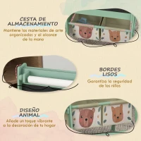 AIYAPLAY Caballete Infantil 3 en 1 Caballete para Niños de Doble Cara con Rollo de Papel Pizarras y 2 Cestas 54x46,5x93 cm Verde(m-5)