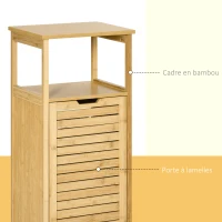 kleankin Meuble sur Pied en Bmabou avec Panier à Linge Meuble Bas de Salle de Bain Gain de Place - dim. 40L x 30l x 86,5H cm(m-5)