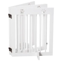 PawHut Barrière de sécurité barrière modulable pliable pour animaux de compagnie 4 panneaux en bois de pin massif 204 x 30 x 61 cm blanc(m-8)