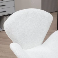 HOMCOM Fauteuil pivotant hauteur réglable revêtement tissu bouclette pour salon chambre bureau, blanc(m-8)