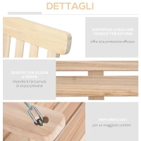 Outsunny Dondolo per Esterno Sospeso per 2 Persone in Legno e Catene in Metallo, Colore Naturale 119x65x61cm(m-6)