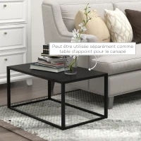 HOMCOM Lot de 2 tables basses gigognes rectangulaires style industriel en acier noir mat(m-6)