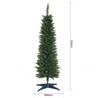 HOMCOM 5ft Unlit Artificial Christmas Tree, Pencil Slim Xmas Tree with Solid Stand and Realistic Branches, Green(m-3)