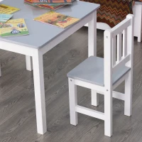 HOMCOM 3-tlg. Kindersitzgruppe mit  Kindertisch 2 Stühle für 3+ Kindermöbel Kiefer+MDF Grau+Weiß 60 x 50 x 48 cm(m-7)