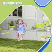Outsunny 3 en 1 balançoire portique enfant avec 2 face à face et 1 siège de balançoire charge max. 225 kg vert(m-6)