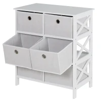 HOMCOM Portable Non-woven Fabrics Chest of Drawers Organize Cabinet Storage Cabinet w/ 6 Drawer, White(m-8)