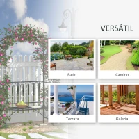 Outsunny Arco de Jardín con Banco Metálico Soporte para Plantas Trepadoras y Rosales para Terraza Patio 115x59x203 cm Negro(m-6)