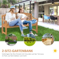Outsunny Gartenbank 2-Sitzer Parkbank Sitzbank, behandeltes Massivholz,  140 cm x 50 cm x 85 cm, Natur(m-4)