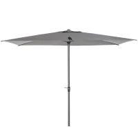 Outsunny 3 x 2m Garden Parasol Umbrella, Outdoor Market Table Umbrella with Aluminium Pole & Crank, Rectangular Tilting Parasol Sun Shade Canopy, Grey(m-1)