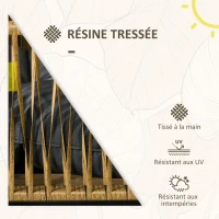 Outsunny Ensemble salon de jardin 4 pièces canapé 2 places 2 fauteuils et 1 table basse plateau verre trempé 3 coussins - gris(m-4)