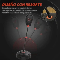 AIYAPLAY Saco de Boxeo para Niños de +5 Años con Guantes de Boxeo Altura Ajustable de 88-124 cm y Base Rellenable Negro(m-6)