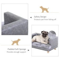 PawHut Dog Sofa Bed for Small-Sized Dogs, Elevated Pet Chair with PU Cover, Soft Cushion, Cat Couch Lounger with Anti-slip Legs - Grey(m-5)