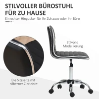HOMCOM Höhenverstellbarer Salonstuhl mit Rückenlehne, Drehstuhl, Metall, Kunstleder, 48 x 52 x 78-90 cm, Schwarz(m-5)