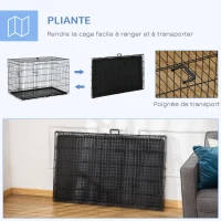 PawHut Cage caisse de transport pliante pour chien en acier 2 portes verrouillables 121 x 77 x 82 cm noir(m-7)