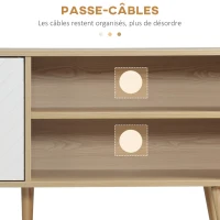 HOMCOM Meuble TV pour télévision jusqu'à 46 pouces design scandinave 2 portes 2 niches avec passe-câbles 110 x 39 x 48,8 cm(m-5)