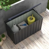 Outsunny Aufbewahrungsbox, Gartentruhe, 450L Stauraum, 2 Räder, Stahlrahmen, 125x61x70 cm, Dunkelgrau(m-8)