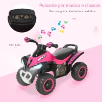 HOMCOM Mini Quad per Bambini 18-36 Mesi a Spinta Manuale con Musiche Integrate e Ampio Manubrio, Moto per Bambini in PP e Metallo, 67.5x38x44 cm, Rosa(m-4)