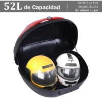 HOMCOM Baúl Moto Universal 52L + Llaves y Accesorios Equipaje Caja de Moto Topcase Casco para Motocicleta Ciclomotores Scooter(m-4)