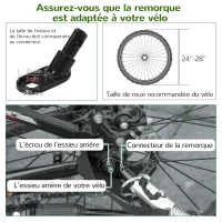 HOMCOM Remorque vélo pour enfant 2 en 1 convertible jogger poussette capacité 26,4 kg avec réflecteurs et drapeau - 2 places  - vert(m-8)