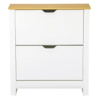 HOMCOM Scarpiera Moderna per 12 Paia Max con 2 Cassetti Regolabili e Rimovibili, in Legno, 72x26x80 cm, Bianco(m-10)