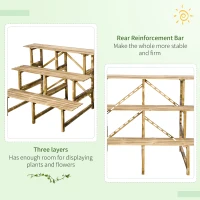Outsunny 3 Tier Outdoor Plant Stand, Wood Ladder Shelf, Flower Pot Display Rack for Garden Backyard(m-6)