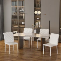 HOMCOM Set 4 Sedie Imbottite per Sala da Pranzo con Rivestimento in Similpelle, 41x50x91cm - Bianco(m-2)