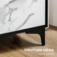 HOMCOM Mobile Dispensa a 2 Ante e 3 Cassetti in MDF e Acciaio per Soggiorno, Cucina e Studio, 90x30x80 cm, Bianco e Nero(m-6)