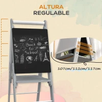 AIYAPLAY Caballete para Niños Caballete de Pizarra Blanca y Pizarra de Doble Cara Altura Ajustable 40x56x107/112/117 cm Gris(m-5)