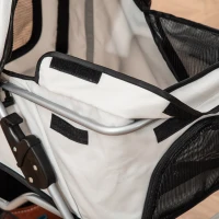 PawHut Carrito para Perros con Toldo Ajustable Cesta de Almacenaje y Ruedas con Freno Tela Oxford 75x46x94 cm Gris(m-8)