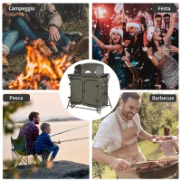 Outsunny Cucina da Campeggio, Tavolino da Campeggio o Picnic in Alluminio, Pieghevole e con Sacca da Viaggio, Verde, 94x57x109cm(m-7)