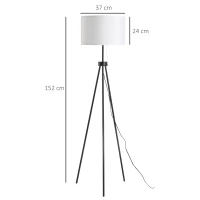 HOMCOM Stehlampe Stehleuchte Standleuchte E27, Stahl+Polyester, 37x37x152cm (Schwarz+Weiß)(m-3)