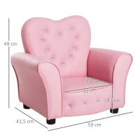 HOMCOM Kindersessel Kindersofa, massiven Holzfüßen Sessel aus Schaumstoff Kinderstuhl für Kinderzimmer, Spielzimmer, 59 x 41,5 x 49 cm, für Kinder 1,5-3 Jahre Rosa(m-3)