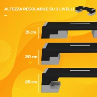 SPORTNOW Stepper ad Altezza Regolabile con Gradini Rimovibili e Fondo Antiscivolo, in ABS, 97x36x15/20/25 cm, Grigio(m-4)