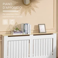 HOMCOM Mobile Copricaloriferi in Legno Truciolare e MDF, Pannello a Doghe e Mensola Superiore, 152x19x83cm, Bianco(m-4)