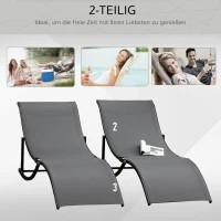 Outsunny 2er Set Sonnenliege Gartenliegen Stoffliege Relaxliege ergonomisch Aluminium Texteline Dunkelgrau 165 x 61 x 63 cm(m-7)
