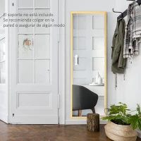 HOMCOM Espejo de Cuerpo Entero Moderno 163x53,5 cm Espejo de Pared Grande de Madera Decorativo para Salón Dormitorio Natural(m-8)