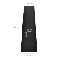 Outsunny Funda para Sombrilla de Jardín Impermeable de Tela Oxford 300D con Cremallera y Varilla de Soporte 240x48/70 cm Negro(m-3)