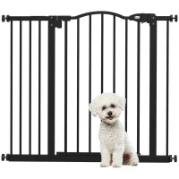 PawHut Metal 74-94cm Adjustable Pet Gate Safety Barrier w/ Auto-Close Door Black(m-1)
