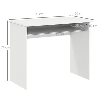 HOMCOM Modern Computer Desk, Home Office Table, Small Writing Desk with Storage Shelf, 90 x 50cm, White Wood Grain(m-3)